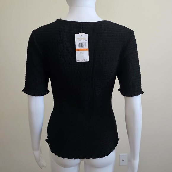 NWT MICHAEL Michael Kors  Smocked Georgette Top - Picture 5 of 6